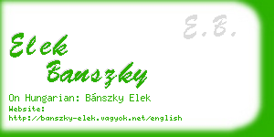 elek banszky business card